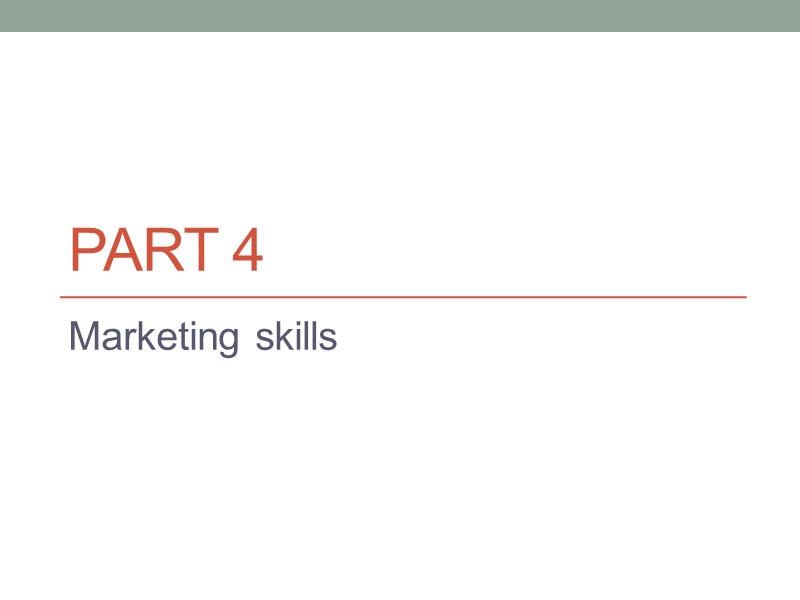 Part 4 Marketing skills